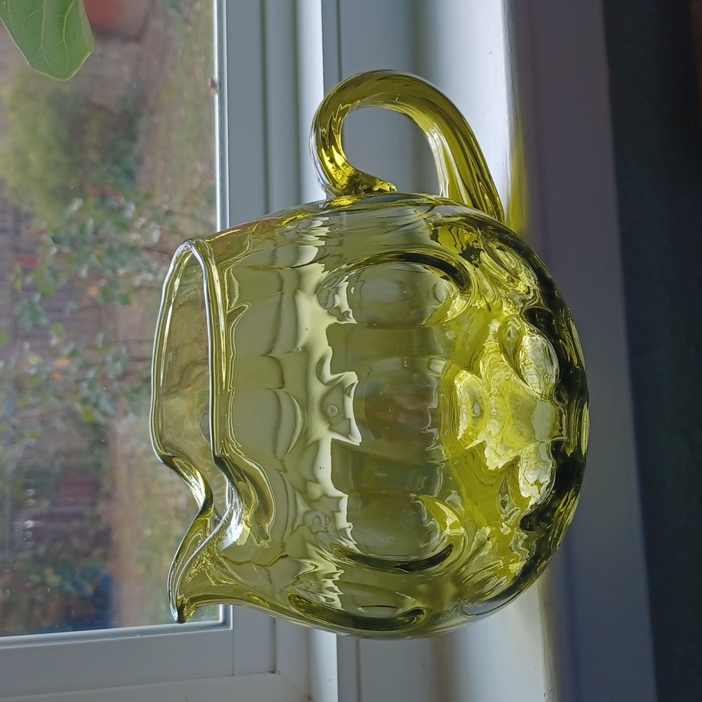 💚Empoli Art Glass Green Coin Dot Pitcher